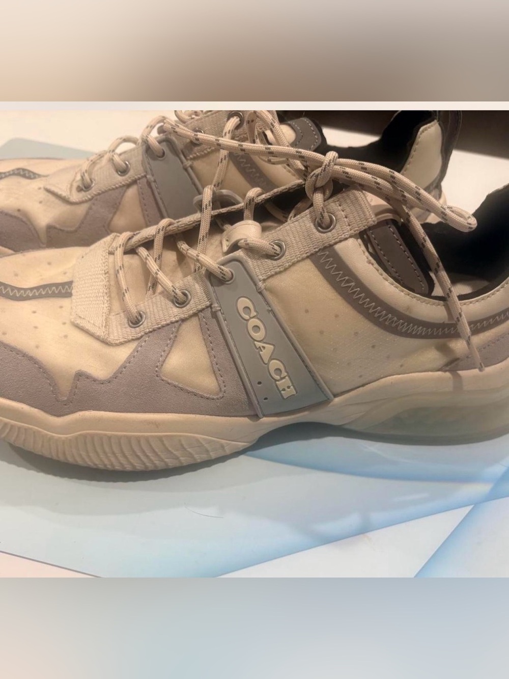 Coach CitySole Runner Chalk Neutral Suede Mesh Men's Sz 13 Sneakers Style G5013